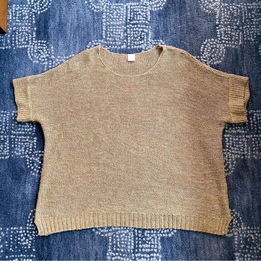 🐚 CASUAL TAN LOOSE FIT KNIT SHORT SLEEVE SWEATER!